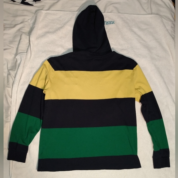 POLO Ralph Lauren HI TECH striped T-Shirt Hoodie - NWOT - Classic MENS Medium - Picture 2 of 14